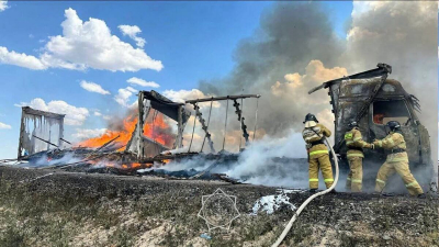 Фура с продуктами сгорела в Актюбинской области