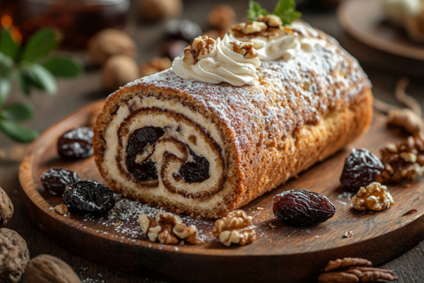 Мед и сметану в блендер &mdash; и через 20 минут рулет &laquo;Облако&raquo; с черносливом и орехами: нежнее, чем в кофейне