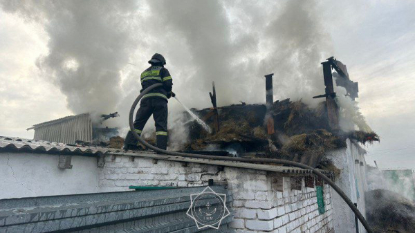 Горящее сено потушили в области Абай