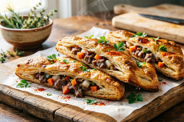 Лепешки &laquo;из ничего, а вкус как в кафе&raquo;: слоеное тесто + фарш &mdash; и все в шоке от ужина