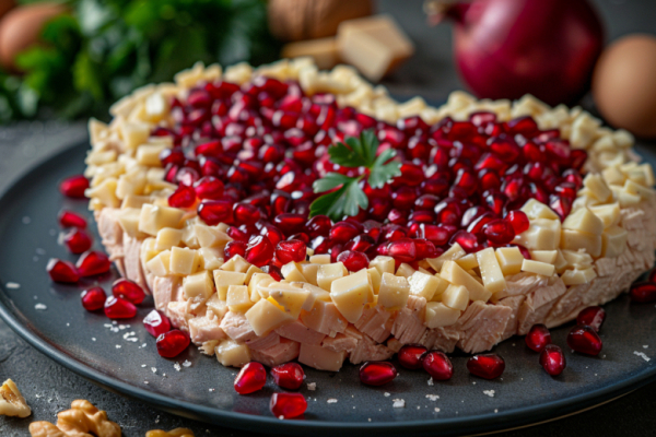 Любовный салат-сердце &laquo;Искушение&raquo; с орехами и гранатом