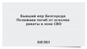 Бывший мэр Белгорода Полежаев погиб от осколка ракеты в зоне СВО