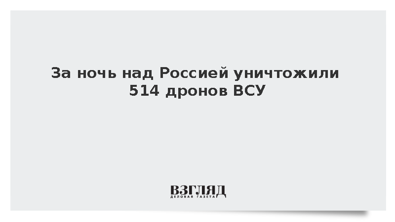 За ночь над Россией уничтожили 514 дронов ВСУ
