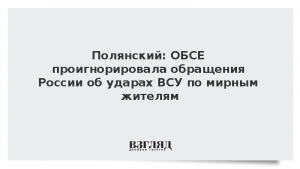 Полянский: ОБСЕ проигнорировала обращения России об ударах ВСУ по мирным жителям