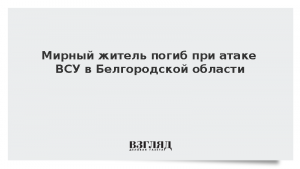 Мирный житель погиб при атаке ВСУ в Белгородской области