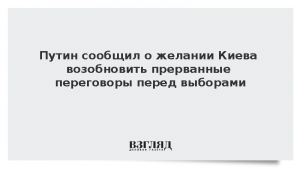 Путин сообщил о желании Киева возобновить прерванные переговоры перед выборами