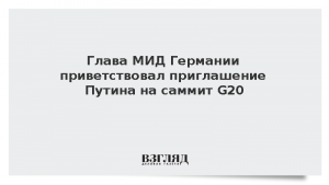 Глава МИД Германии приветствовал приглашение Путина на саммит G20