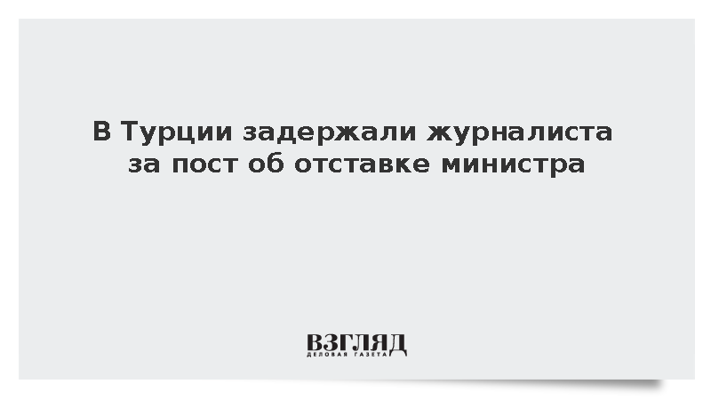 В Турции задержали журналиста за пост об отставке министра