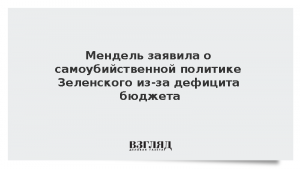 Мендель заявила о самоубийственной политике Зеленского из-за дефицита бюджета