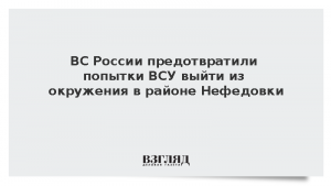 ВС России предотвратили попытки ВСУ выйти из окружения в районе Нефедовки