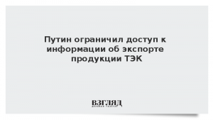 Путин ограничил доступ к информации об экспорте продукции ТЭК