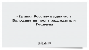«Единая Россия» выдвинула Володина на пост председателя Госдумы