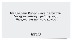 Медведев: Избранные депутаты Госдумы начнут работу над бюджетом прямо с колес