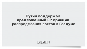 Путин поддержал предложенный ЕР принцип распределения постов в Госдуме