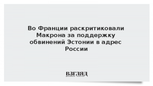 Во Франции раскритиковали Макрона за поддержку обвинений Эстонии в адрес России