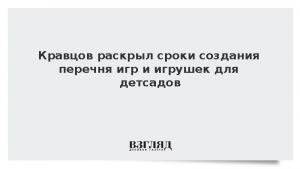 Кравцов раскрыл сроки создания перечня игр и игрушек для детсадов