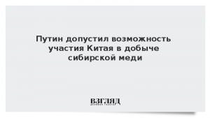 Путин допустил возможность участия Китая в добыче сибирской меди