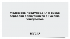 Малофеев предупредил о риске вербовки вернувшихся в Россию эмигрантов