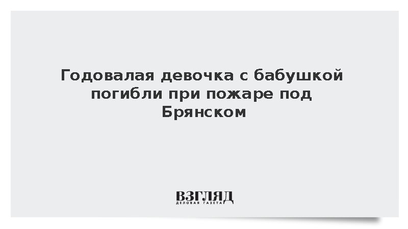 Годовалая девочка с бабушкой погибли при пожаре под Брянском