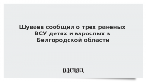 Шуваев сообщил о трех раненых ВСУ детях и взрослых в Белгородской области