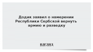 Додик заявил о намерении Республики Сербской вернуть армию и разведку
