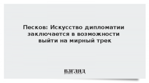 Песков: Искусство дипломатии заключается в возможности выйти на мирный трек