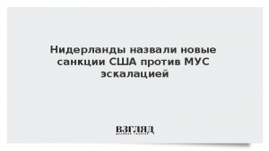 Нидерланды назвали новые санкции США против МУС эскалацией
