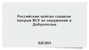 Российские войска сорвали прорыв ВСУ из окружения в Доброполье