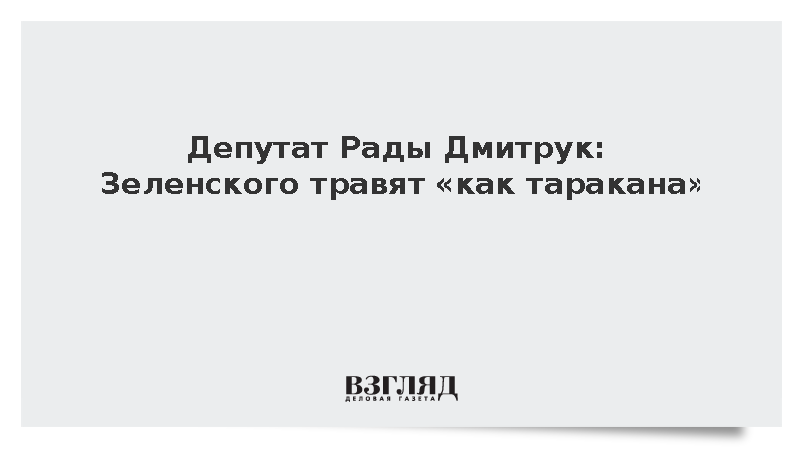Депутат Рады Дмитрук: Зеленского травят «как таракана»