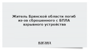 Житель Брянской области погиб из-за сброшенного с БПЛА взрывного устройства